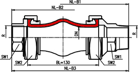 Type B1 (external thread) - Rubber Expansion Joint | dimensional sketch